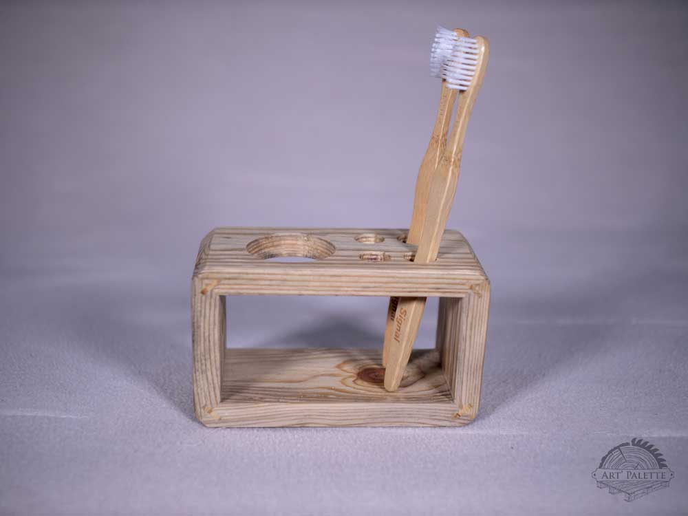 Porte-brosse à Dents En Bois - Support Comptoir 2/3/4 Trous, Pour Brosses Manuelles Et Têtes électriques